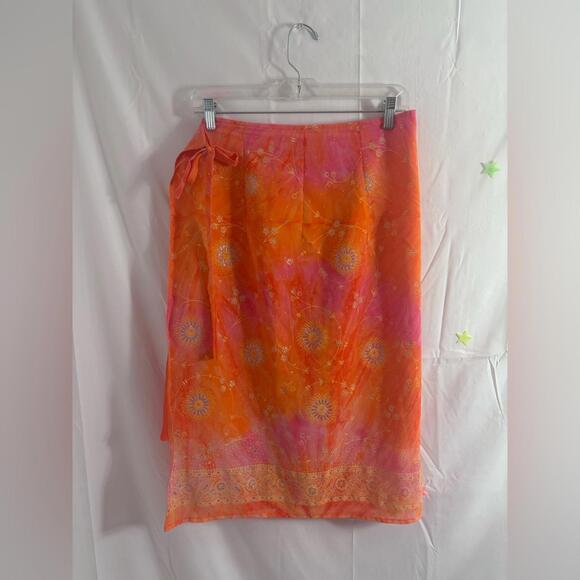 Y2K Beach Gypsy Tie Dye-esque Celestial Sunset Goddess Boho Wrap Skirt S/M - Picture 3 of 12